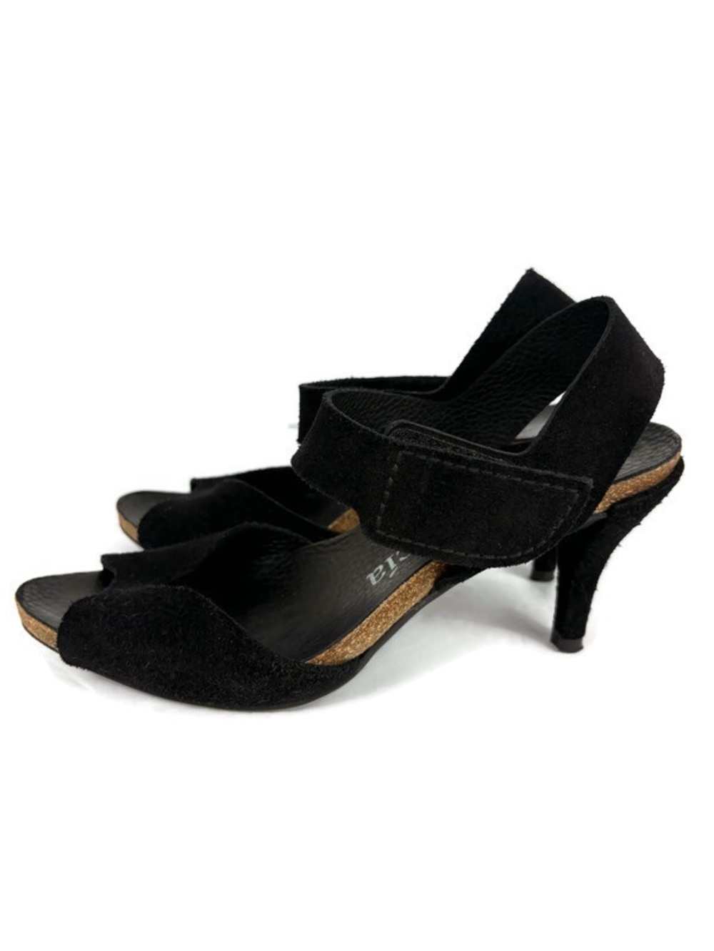 Pedro Garcia Suede Leather Ankle Strap Open Toe Heels in Black